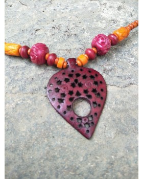 Alphabey's Dyed Buffalo Bone Melted Carving Necklace For Women Alphabey's Dyed Buffalo Bone Melted Carving Necklace For Women